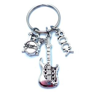 Musician Keychain Drum Set Guitar Rock Charms